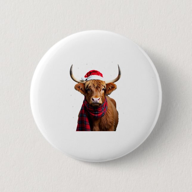 Macaron Rond 5 Cm Boho Xmas Christmas Highland Cow T-Shirt (1) (Devant)