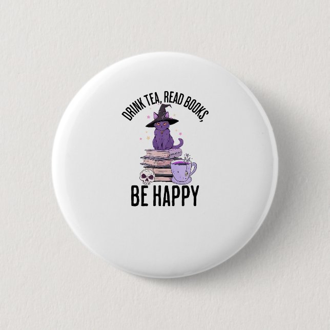 Macaron Rond 5 Cm Boire Lire Livres Whimsigoth Halloween Design (Devant)