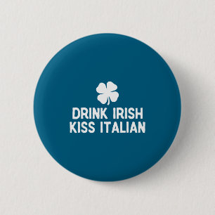Macaron Rond 5 Cm Bois un baiser irlandais italien St. Patrick's Day