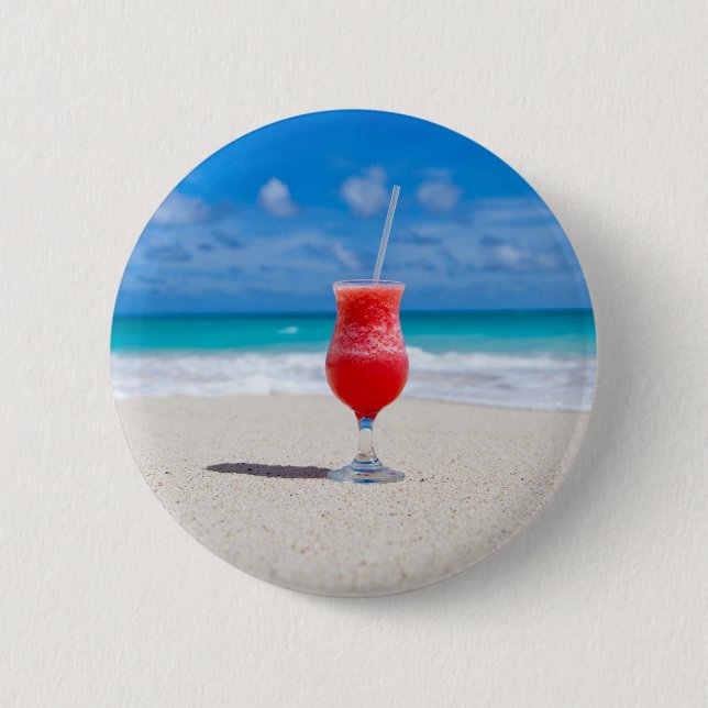 Macaron Rond 5 Cm Boisson sur le bouton de plage (Devant)