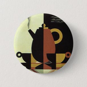 Macaron Rond 5 Cm Boissons vintages Boissons Café Pot avec tasses