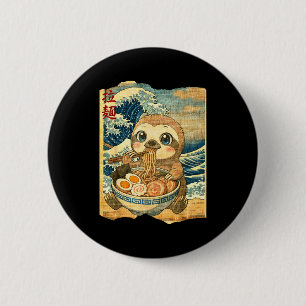 Macaron Rond 5 Cm Bol Ramen Nouilles Fun Sloth Kawaii Vague Japonais