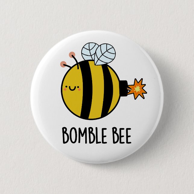 Macaron Rond 5 Cm Bomble Bee Funny Bumblebee Bomb Pun (Devant)