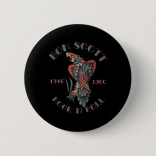 Macaron Rond 5 Cm Bon Scott Rock N Roll Tattoo 1946-1980