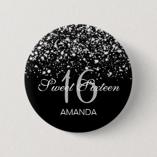 Macaron Rond 5 Cm Bonbon élégant argent fascinant de minuit de 16