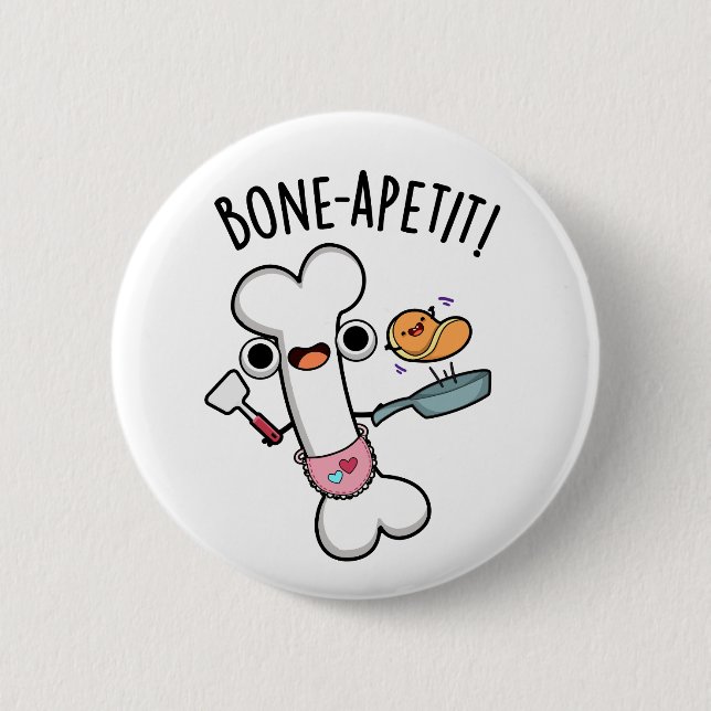 Macaron Rond 5 Cm Bone Apetit Funny Cuisine Pun (Devant)