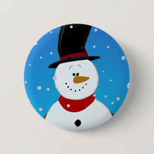 Macaron Rond 5 Cm Bonhomme de neige - bleu
