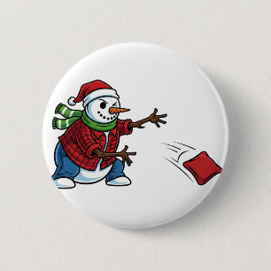 Macaron Rond 5 Cm Bonhomme de neige Cornhole Noël 2026 Vacances Tail