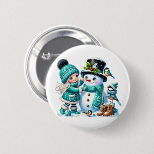 Macaron Rond 5 Cm Bonhomme de neige de Noël