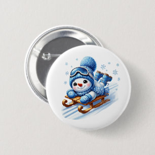Macaron Rond 5 Cm Bonhomme de neige de Noël