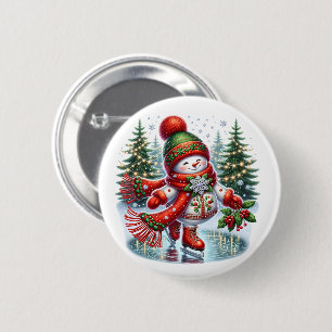Macaron Rond 5 Cm Bonhomme de neige de Noël