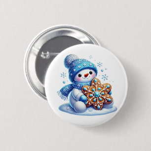 Macaron Rond 5 Cm Bonhomme de neige de Noël