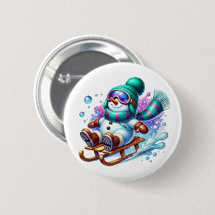 Macaron Rond 5 Cm Bonhomme de neige de Noël
