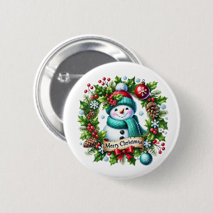 Macaron Rond 5 Cm Bonhomme de neige de Noël