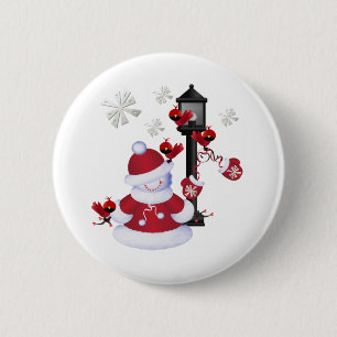 Macaron Rond 5 Cm Bonhomme de neige de Noël