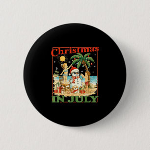 Macaron Rond 5 Cm Bonhomme de neige drôle Noël en juillet xmas été