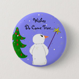 Macaron Rond 5 Cm Bonhomme de neige faiseur de vœux