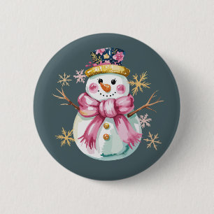 Macaron Rond 5 Cm Bonhomme de neige féminin Vacances d'hiver Noël Mi