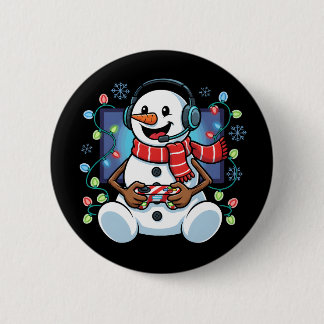 Macaron Rond 5 Cm Bonhomme de neige gamer enneigé