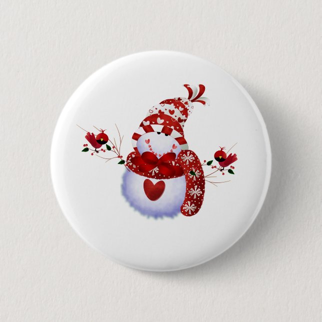 Macaron Rond 5 Cm Bonhomme de neige mignon de baie (Devant)