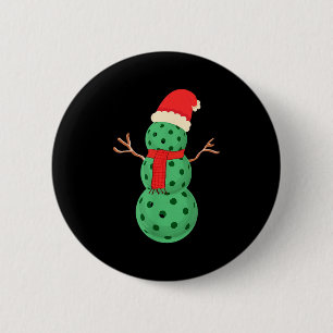 Macaron Rond 5 Cm Bonhomme de neige Pickleball - Noël Pickleball drô