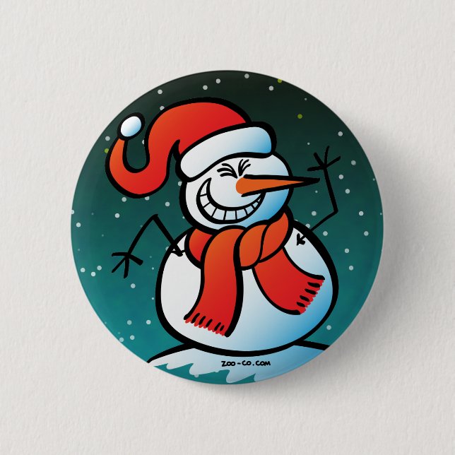 Macaron Rond 5 Cm Bonhomme de neige vilain (Devant)