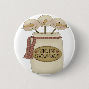 Macaron Rond 5 Cm Bonhommes de neige Snowheads