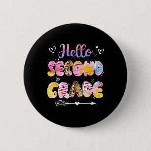 Macaron Rond 5 Cm Bonjour 2e année Léopard Tie Dye Retour à l'école