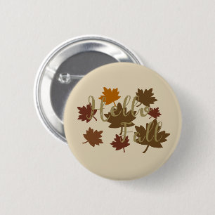 Macaron Rond 5 Cm Bonjour Automne aquarelle Feuilles d'automne