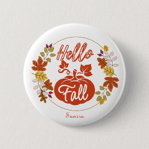 Macaron Rond 5 Cm Bonjour Automne Feuilles Citrouille Thanksgiving N