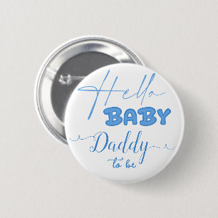 Macaron Rond 5 Cm Bonjour Bébé Élégant Bleu Océan Futur Papa