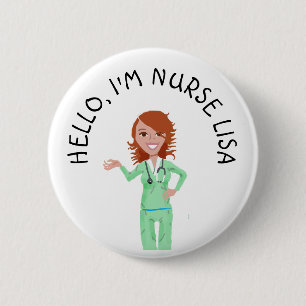 Macaron Rond 5 Cm Bonjour bouton personnalisé de l'infirmière Im