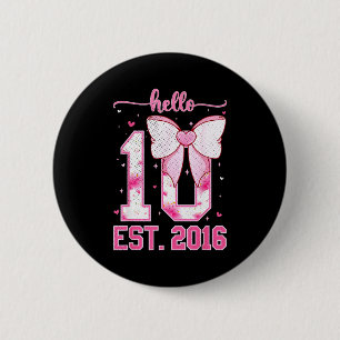 Macaron Rond 5 Cm Bonjour dix est 2016 10ème fille anniversaire coqu
