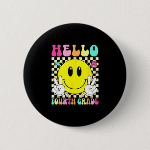 Macaron Rond 5 Cm Bonjour quatrième année visage sourire rétro retou