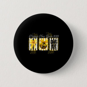 Macaron Rond 5 Cm Bonne Année 2026 Boule Disco Or Coquette Nœud F