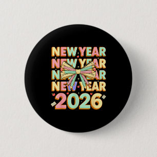Macaron Rond 5 Cm Bonne Année 2026 Coquette Nœuds Nouvel An Enseigna