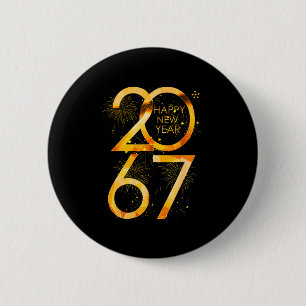 Macaron Rond 5 Cm Bonne année 2067 Drôle 67 Six Sept Mème Nouvel An