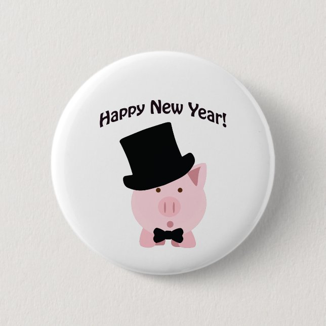 Macaron Rond 5 Cm Bonne année ! Pig Dapper (Devant)