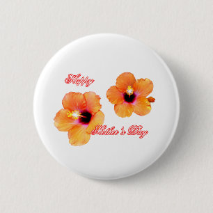 Macaron Rond 5 Cm Bonne fête des mères Hibiscus Orange Transp bg The