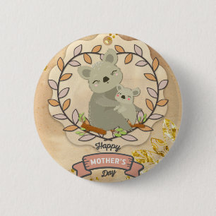Macaron Rond 5 Cm Bonne fête des mères mignonne amusant Koala Ours e