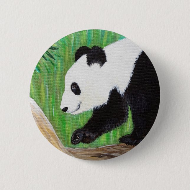 Macaron Rond 5 Cm Bonne peinture Panda (Devant)