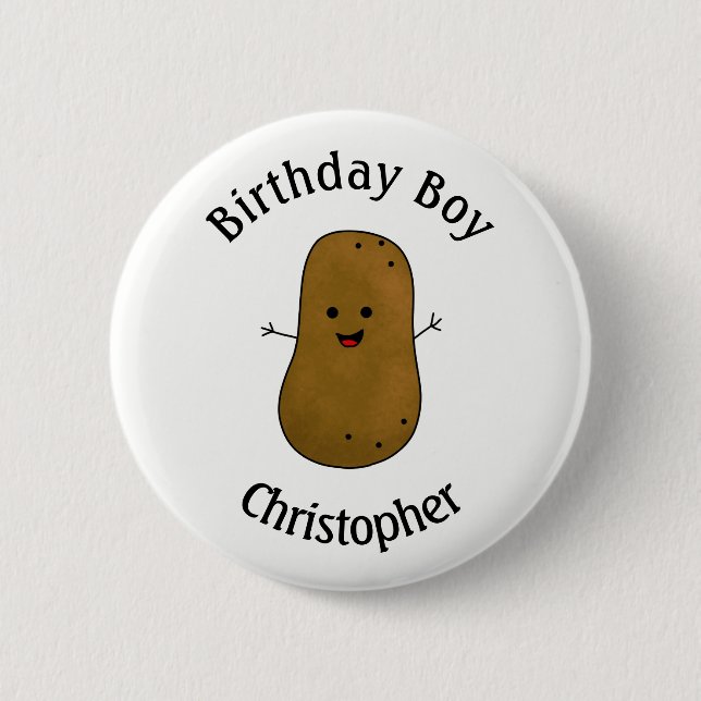 Macaron Rond 5 Cm Bonne Pomme de terre Anniversaire Personnalisé (Devant)