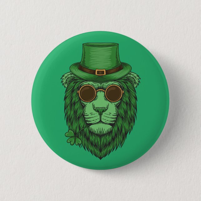 Macaron Rond 5 Cm Bonne Saint Patrick's Day | Lion Leprechaun (Devant)