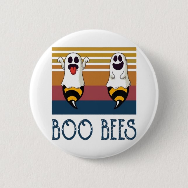 Macaron Rond 5 Cm Boo Bees Couple Ghost Chemise Halloween (Devant)