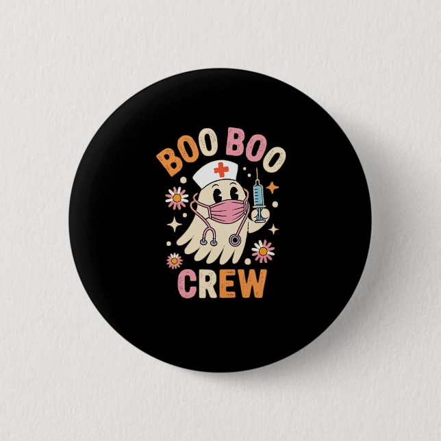 Macaron Rond 5 Cm Boo Boo Crew Halloween Ghost Nurse Essential T-Shi (Devant)