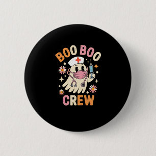 Macaron Rond 5 Cm Boo Boo Crew Halloween Ghost Nurse Essential T-Shi