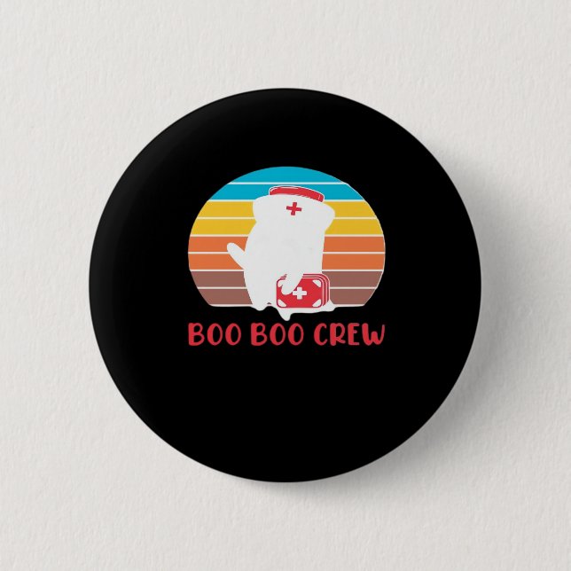 Macaron Rond 5 Cm Boo Boo Crew Nurse Funny Ghost Halloween Classique (Devant)