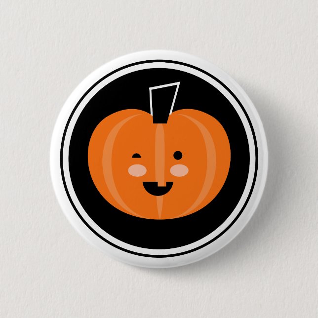 Macaron Rond 5 Cm Boo ! Bouton Pinback Citrouille Halloween (Devant)