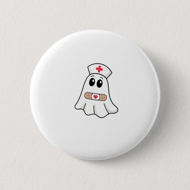 Macaron Rond 5 Cm BOO CREW Ghost Nurse Funny Halloween Essentiel (Devant)