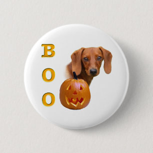 Macaron Rond 5 Cm Boo Dachshund lisse - Bouton